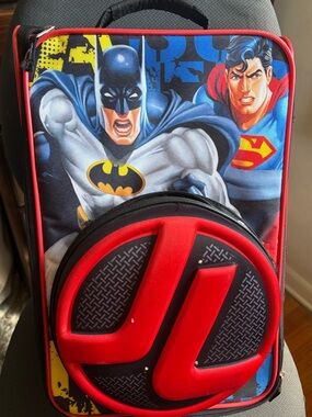 Batman & Superman Kids Suitcase - Red, Blue, Black